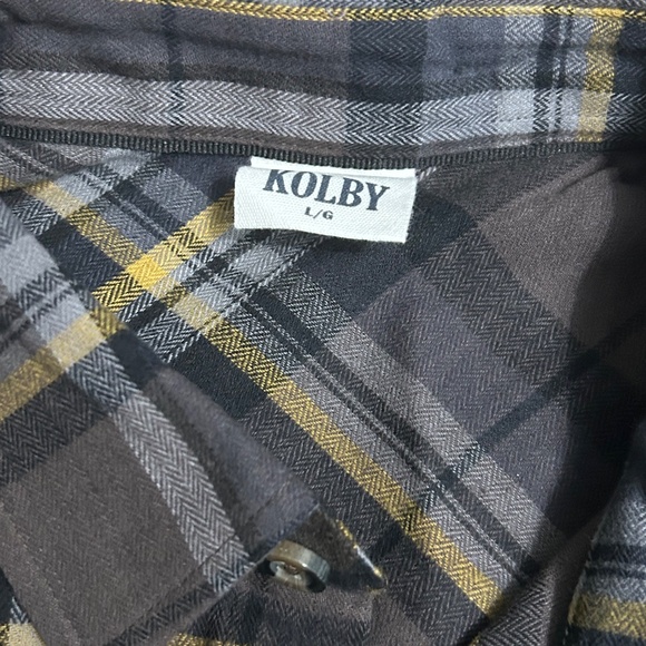 KOLBY Brown and Yellow Plaid Button-Up - Picture 4 of 6